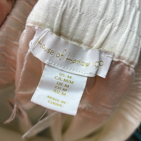 Nwy House Of Harlow Linen Blend Pockets Wide Leg Pants Women Medium White - Picture 5 of 7